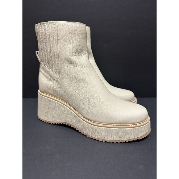 NEW Dolce Vita Womens Size 10 Ivory Leather Hilde Platform Boots Size Zip - Picture 3 of 9